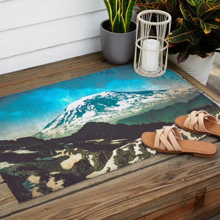 Mt Adams from Mt Rainier Washington State - Nature Photography Outdoor Rug Gallery Image 2
