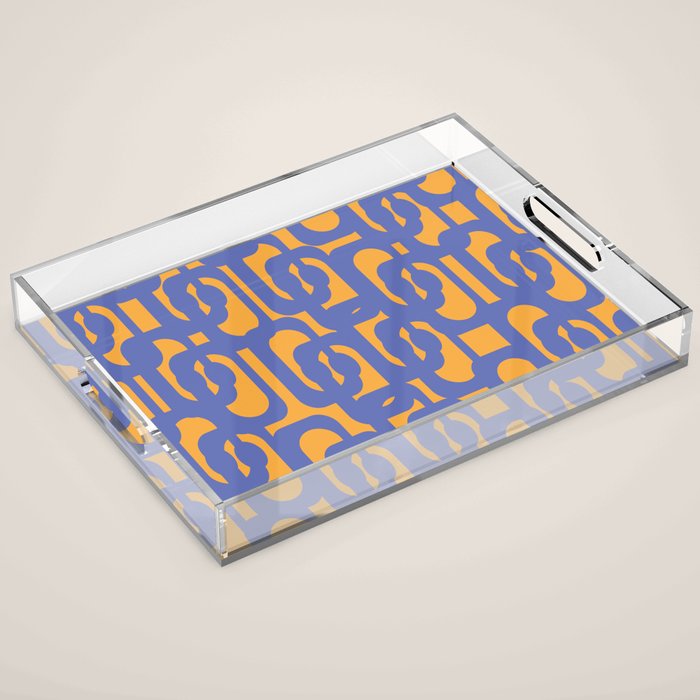 Contemporary Abstract Loop Pattern in Blue and Orange Acrylic Tray Gallery Image 1