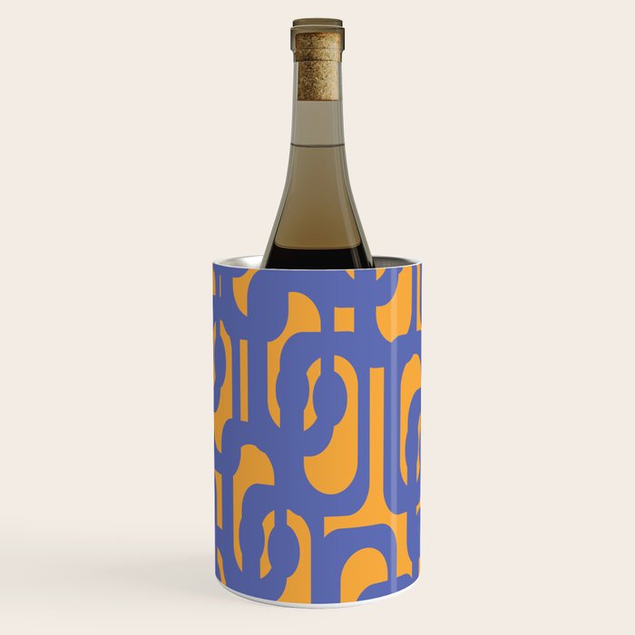 Contemporary Abstract Loop Pattern in Blue and Orange Wine Chiller Gallery Image 2