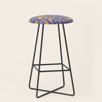 Contemporary Abstract Loop Pattern in Blue and Orange Stool Gallery Image 1