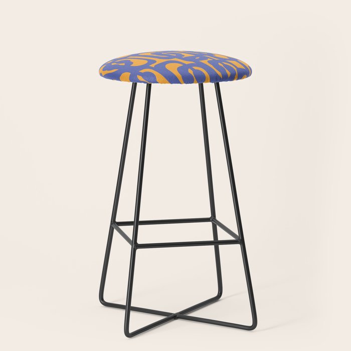 Contemporary Abstract Loop Pattern in Blue and Orange Stool Gallery Image 1