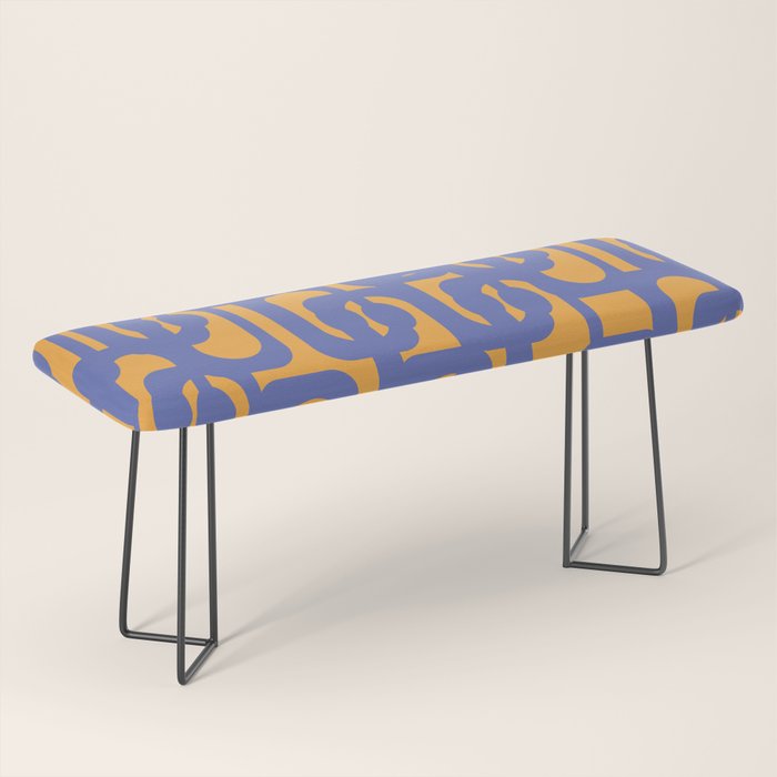 Contemporary Abstract Loop Pattern in Blue and Orange Bench Gallery Image 1