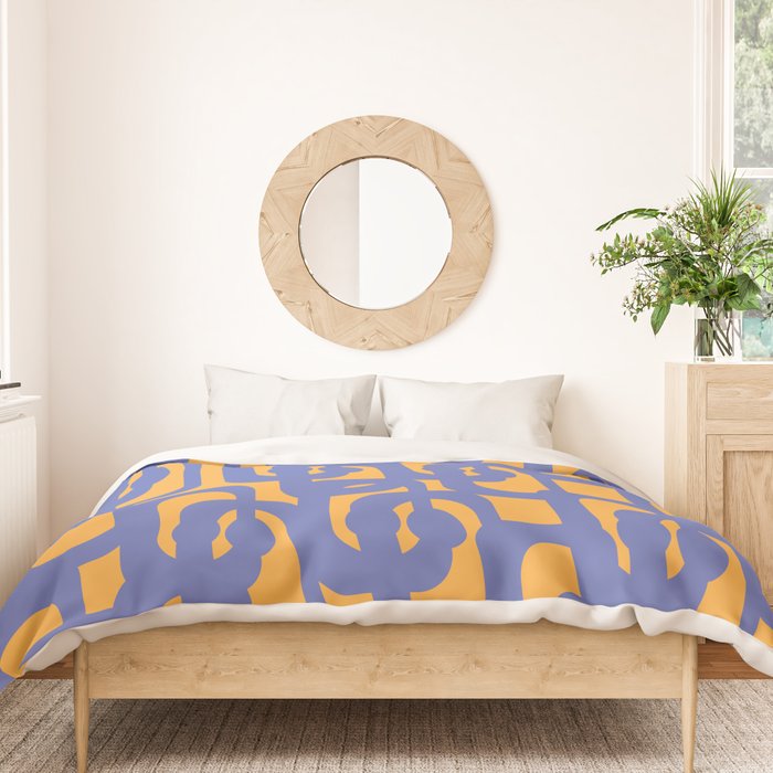 Contemporary Abstract Loop Pattern in Blue and Orange Duvet Cover Gallery Image 3