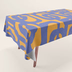 Contemporary Abstract Loop Pattern in Blue and Orange Tablecloth Gallery Image 1