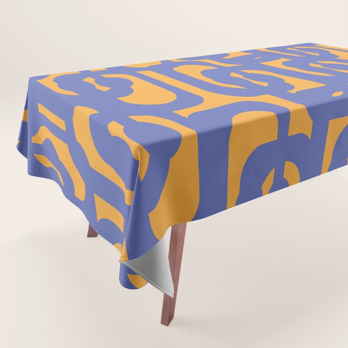 Contemporary Abstract Loop Pattern in Blue and Orange Tablecloth Gallery Image 1