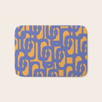 Contemporary Abstract Loop Pattern in Blue and Orange Bath Mat Gallery Image 1