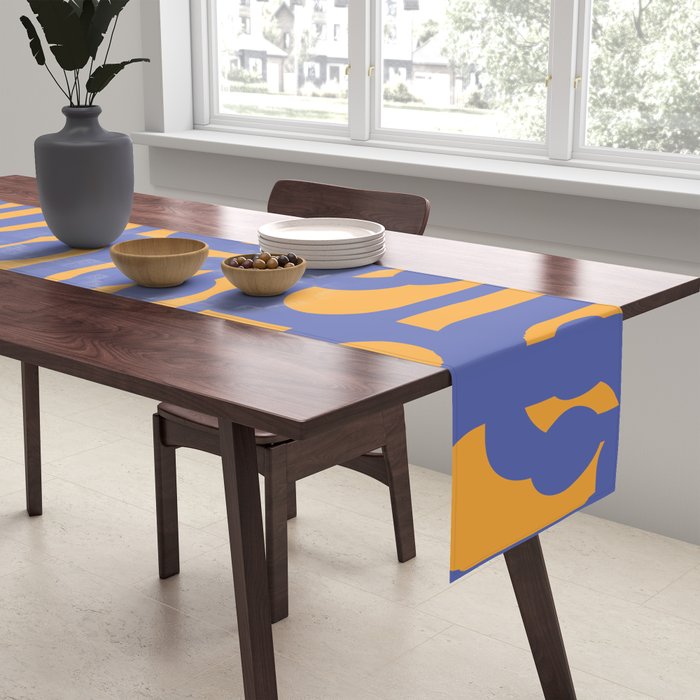 Contemporary Abstract Loop Pattern in Blue and Orange Table Runner Gallery Image 2