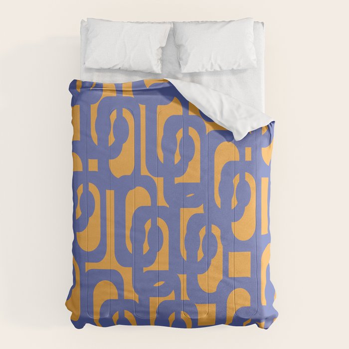 Contemporary Abstract Loop Pattern in Blue and Orange Comforter Gallery Image 1