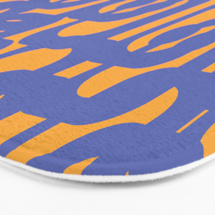 Contemporary Abstract Loop Pattern in Blue and Orange Bath Mat Gallery Image 3