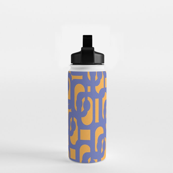 Contemporary Abstract Loop Pattern in Blue and Orange Water Bottle Gallery Image 2