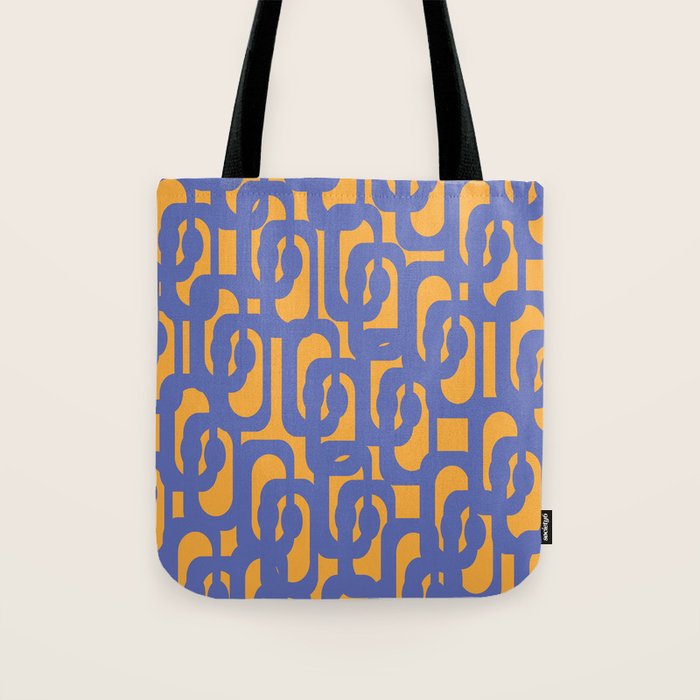 Contemporary Abstract Loop Pattern in Blue and Orange Tote Bag Gallery Image 1