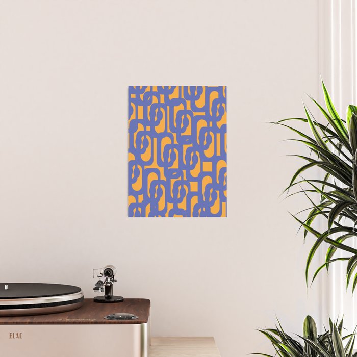 Contemporary Abstract Loop Pattern in Blue and Orange Poster Gallery Image 2