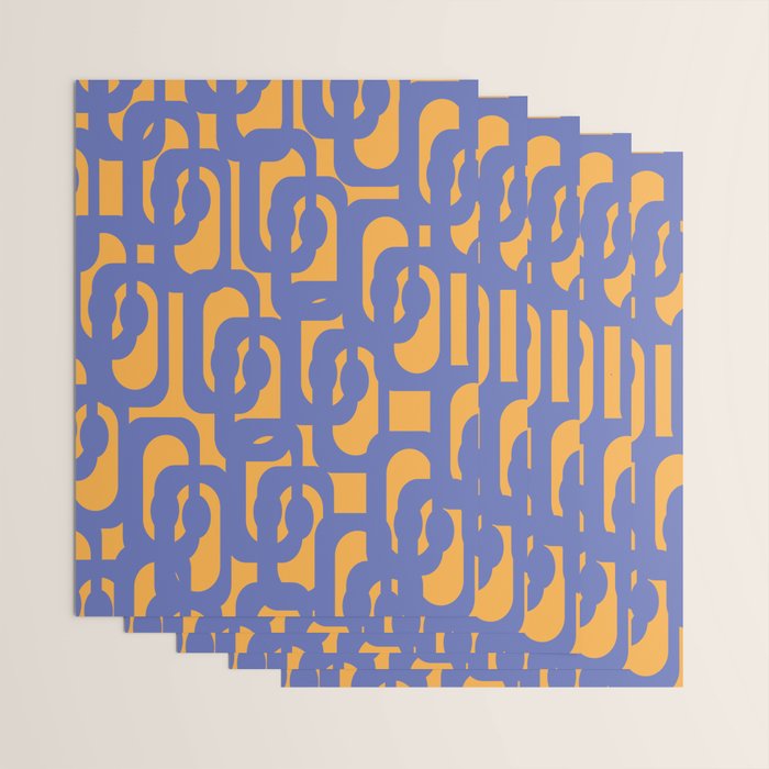 Contemporary Abstract Loop Pattern in Blue and Orange Wrapping Paper Gallery Image 3