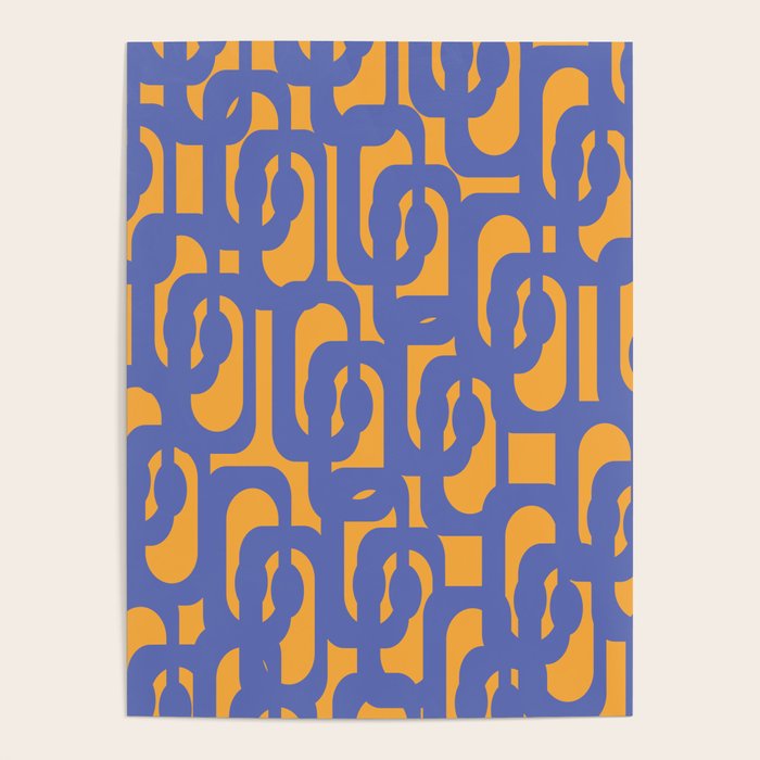 Contemporary Abstract Loop Pattern in Blue and Orange Poster Gallery Image 4