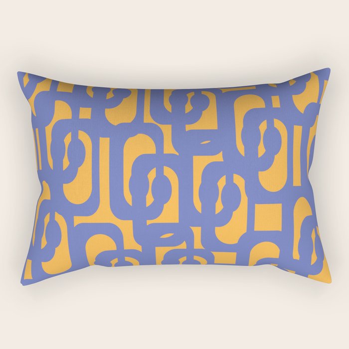 Contemporary Abstract Loop Pattern in Blue and Orange Rectangular Pillow Gallery Image 2