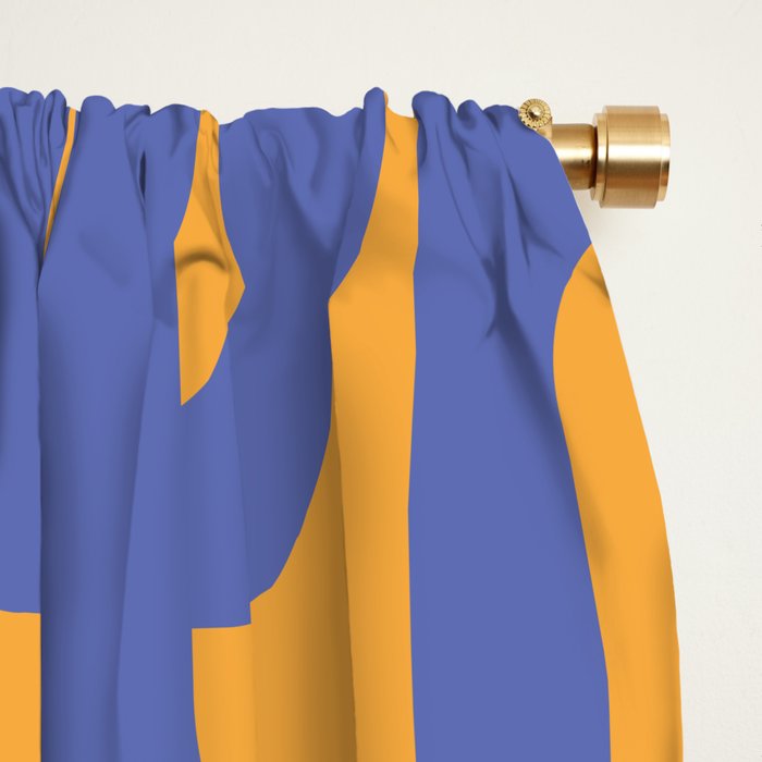 Contemporary Abstract Loop Pattern in Blue and Orange Window Curtain Gallery Image 2