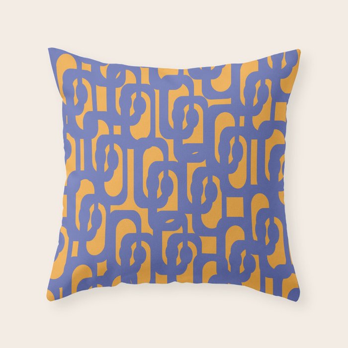 Contemporary Abstract Loop Pattern in Blue and Orange Throw Pillow Gallery Image 6