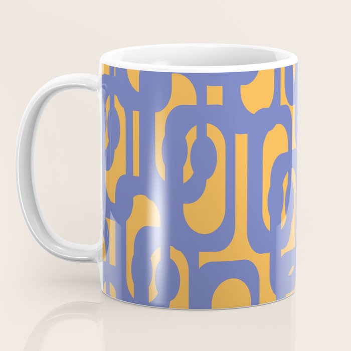 Contemporary Abstract Loop Pattern in Blue and Orange Coffee Mug Gallery Image 3
