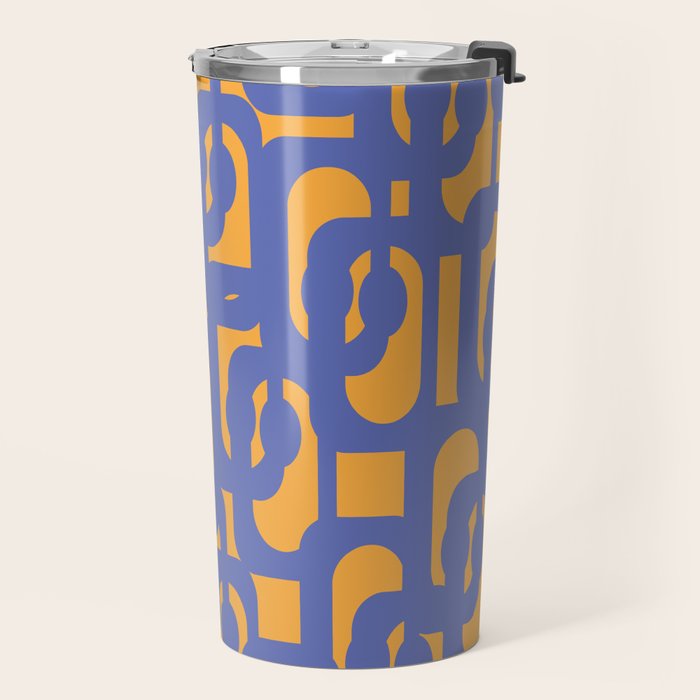 Contemporary Abstract Loop Pattern in Blue and Orange Travel Mug Gallery Image 2