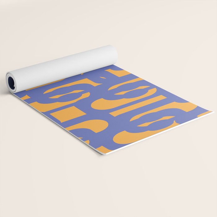 Contemporary Abstract Loop Pattern in Blue and Orange Yoga Mat Gallery Image 2