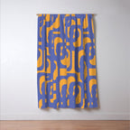 Contemporary Abstract Loop Pattern in Blue and Orange Window Curtain Gallery Image 3
