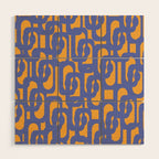 Contemporary Abstract Loop Pattern in Blue and Orange Wood Wall Art Gallery Image 1