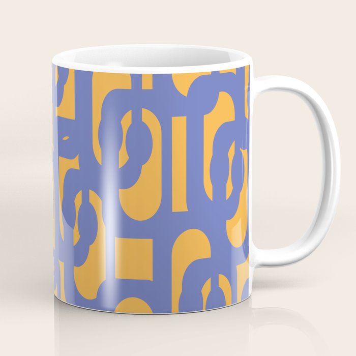 Contemporary Abstract Loop Pattern in Blue and Orange Coffee Mug Gallery Image 1