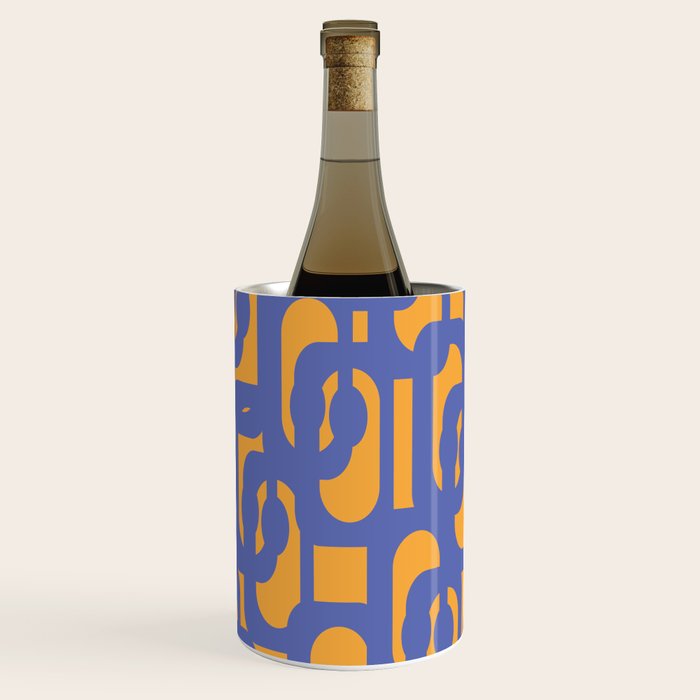 Contemporary Abstract Loop Pattern in Blue and Orange Wine Chiller Gallery Image 3