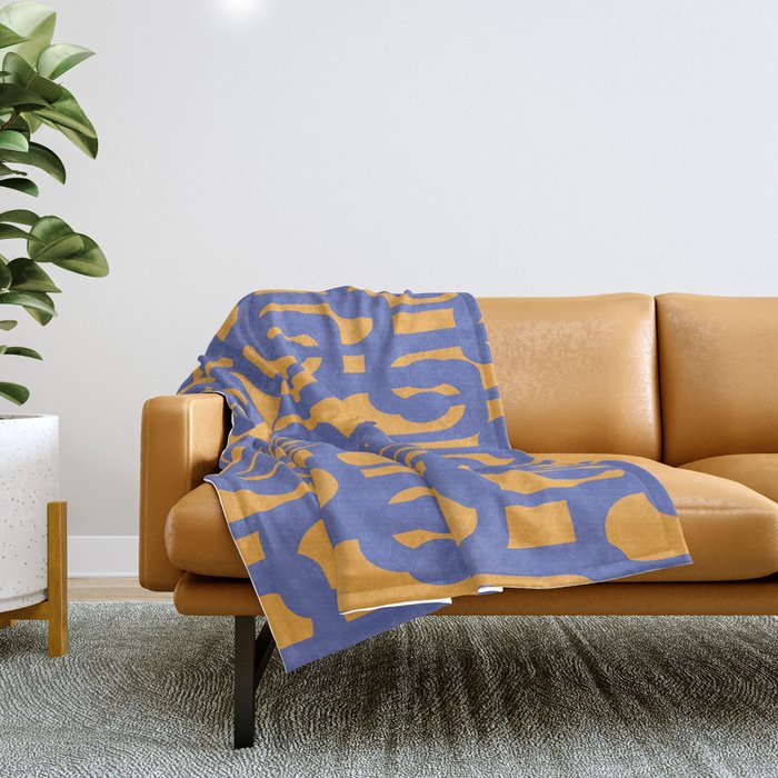 Contemporary Abstract Loop Pattern in Blue and Orange Throw Blanket Gallery Image 1