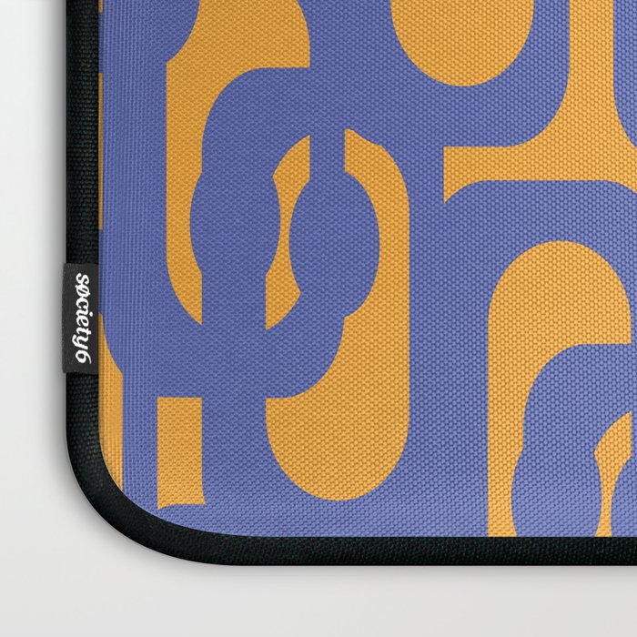 Contemporary Abstract Loop Pattern in Blue and Orange Laptop Sleeve Gallery Image 3