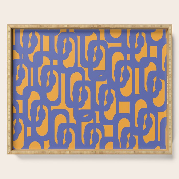 Contemporary Abstract Loop Pattern in Blue and Orange Serving Tray Gallery Image 1
