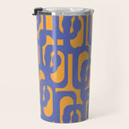 Contemporary Abstract Loop Pattern in Blue and Orange Travel Mug Gallery Image 3