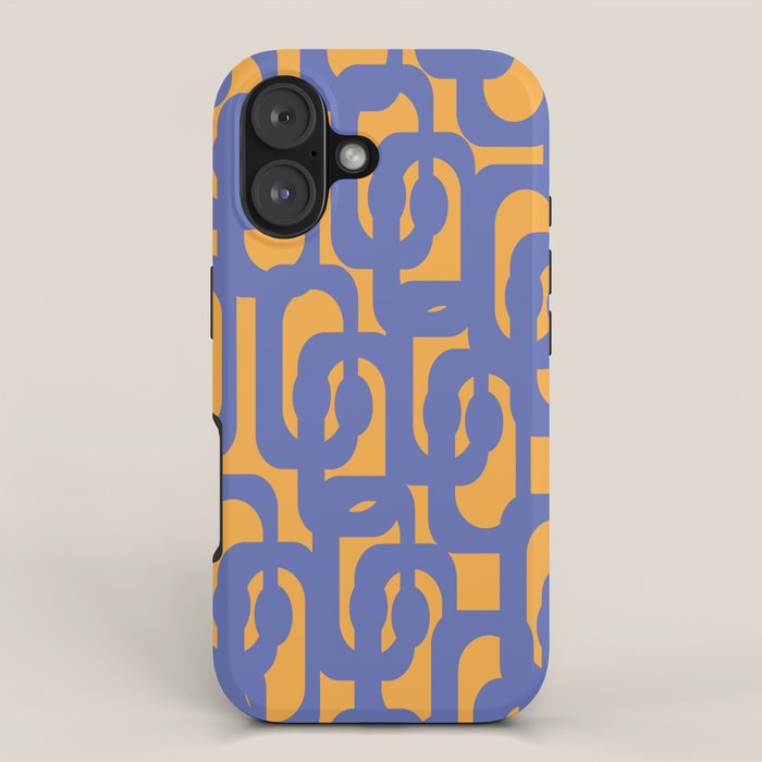 Contemporary Abstract Loop Pattern in Blue and Orange iPhone Case Gallery Image 1