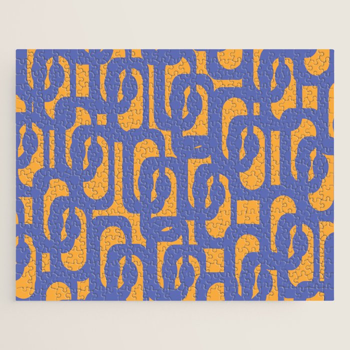 Contemporary Abstract Loop Pattern in Blue and Orange Jigsaw Puzzle Gallery Image 1