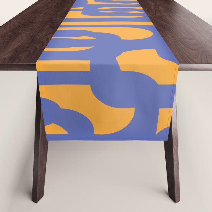 Contemporary Abstract Loop Pattern in Blue and Orange Table Runner Gallery Image 1