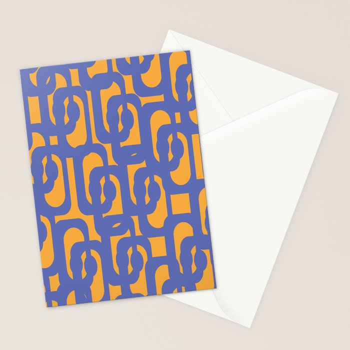 Contemporary Abstract Loop Pattern in Blue and Orange Stationery Card Gallery Image 2