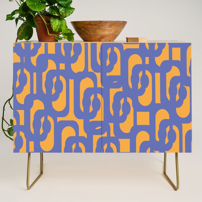 Contemporary Abstract Loop Pattern in Blue and Orange Credenza Gallery Image 1