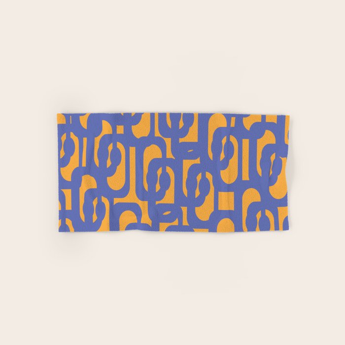 Contemporary Abstract Loop Pattern in Blue and Orange Bath Towel Gallery Image 1