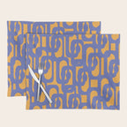 Contemporary Abstract Loop Pattern in Blue and Orange Placemat Gallery Image 1
