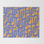 Contemporary Abstract Loop Pattern in Blue and Orange Throw Blanket Gallery Image 2
