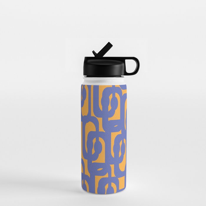 Contemporary Abstract Loop Pattern in Blue and Orange Water Bottle Gallery Image 1
