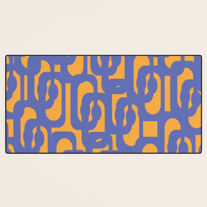 Contemporary Abstract Loop Pattern in Blue and Orange Desk Mat Gallery Image 3