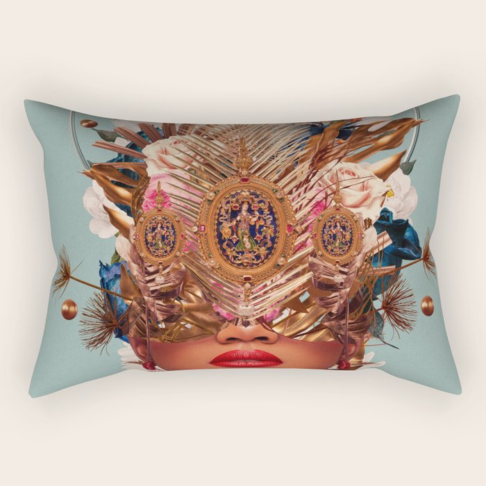 Blossom in a golden asymmetry Rectangular Pillow Gallery Image 1