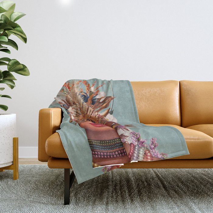 Blossom in a golden asymmetry Throw Blanket Gallery Image 1
