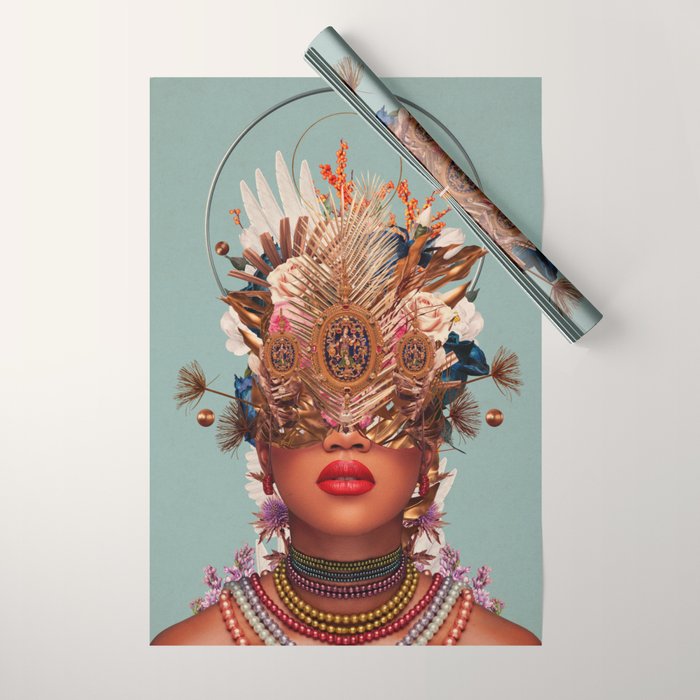 Blossom in a golden asymmetry Wrapping Paper Gallery Image 1