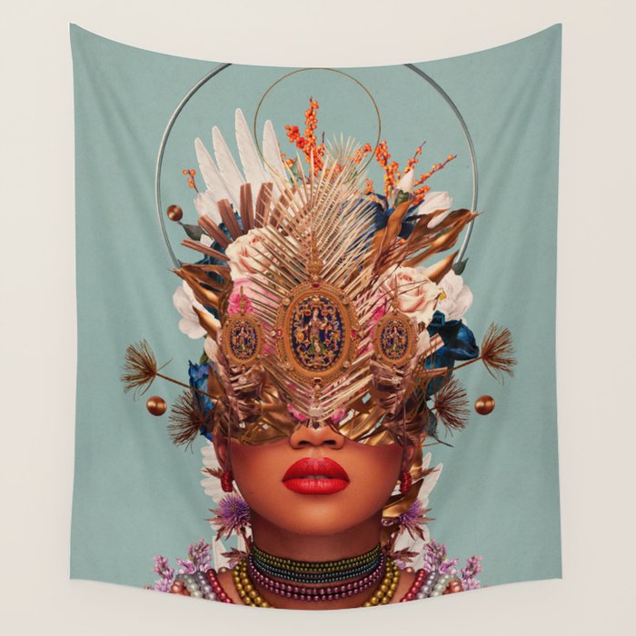 Blossom in a golden asymmetry Wall Tapestry Gallery Image 4