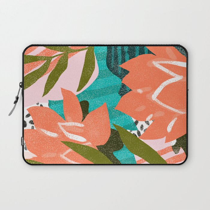 Forever in My Garden | Abstract Botanical Nature Plants Floral Painting | Quirky Modern Contemporary Laptop Sleeve Gallery Image 1