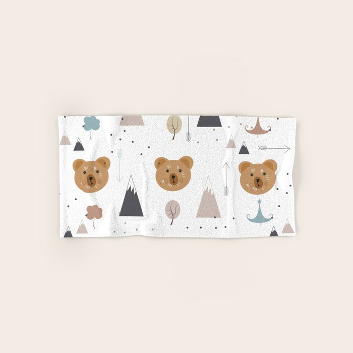 Seamless kids pattern with lovely cute bears and forest Bath Towel Gallery Image 1