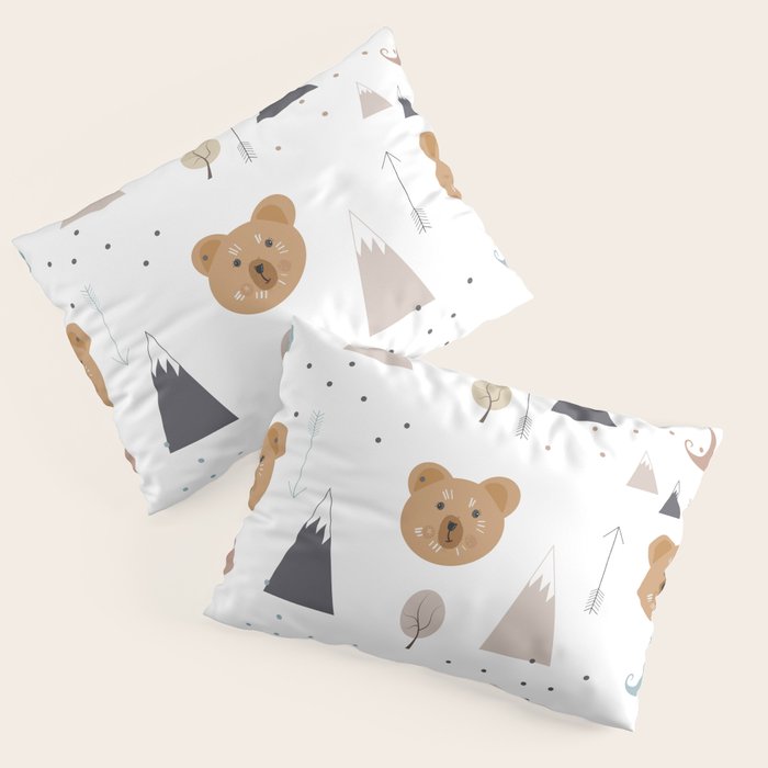Seamless kids pattern with lovely cute bears and forest Pillow Sham Gallery Image 3