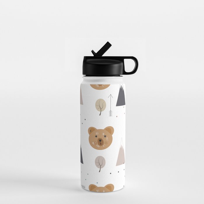 Seamless kids pattern with lovely cute bears and forest Water Bottle Gallery Image 1